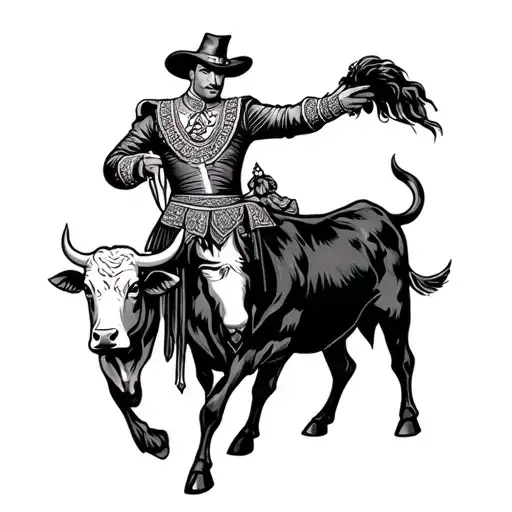 one Spanish matador and a bull  tattoo design idea