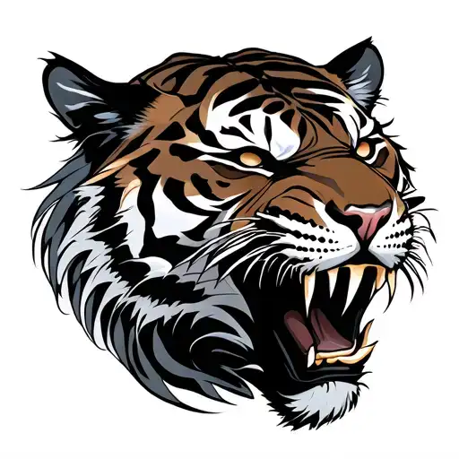 Tiger face roaring tattoo design idea