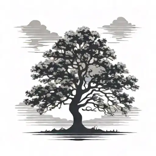 Lonely tree silhouette tattoo design idea