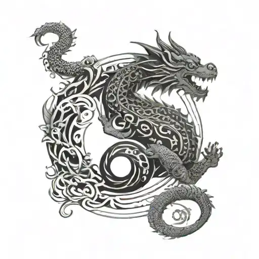 dragon and monkey yin yang tattoo design idea