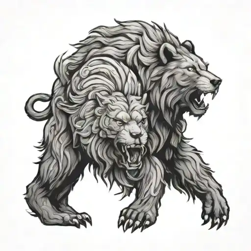 bear lion wolf and ape tattoo design idea
