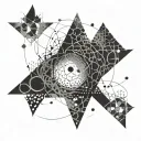 An intricate coding algorithm intertwined with chaotic symbols tattoo design idea