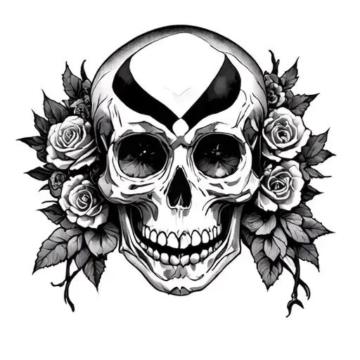 the phrase in latim "memento mori, nihil est in aeternum", com uma caveira tattoo design idea