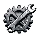 wrench crossed with gear and electronics symbols  tattoo design idea