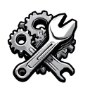 wrench crossed with gear and electronics symbols  tattoo design idea