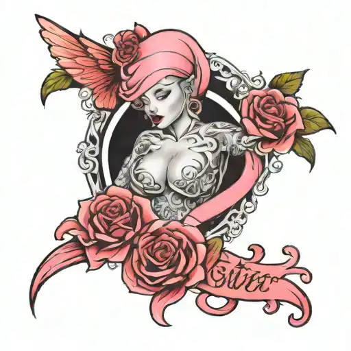 breast cancer, sisters keeper tattoo design idea
