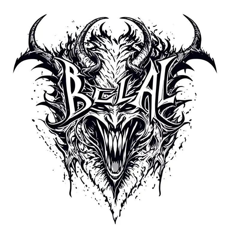 "B E L I A L" BELIAL DEMON tattoo design idea