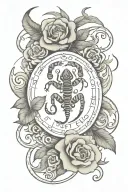 Scorpio zodiac sign with Leo Taurus and Aries surrounding Scorpio tattoo design idea