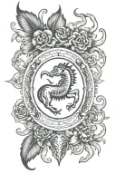 Scorpio zodiac sign with Leo Taurus and Aries surrounding Scorpio tattoo design idea