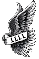 angle wings with lettering LLL inside of it representing a passed away familly member tattoo design idea