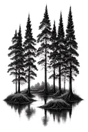 Louisiana swamp cypress tree multiple tattoo design idea