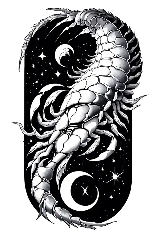 Scorpio, Pisces, Aries, and virgo constellation tattoo design idea