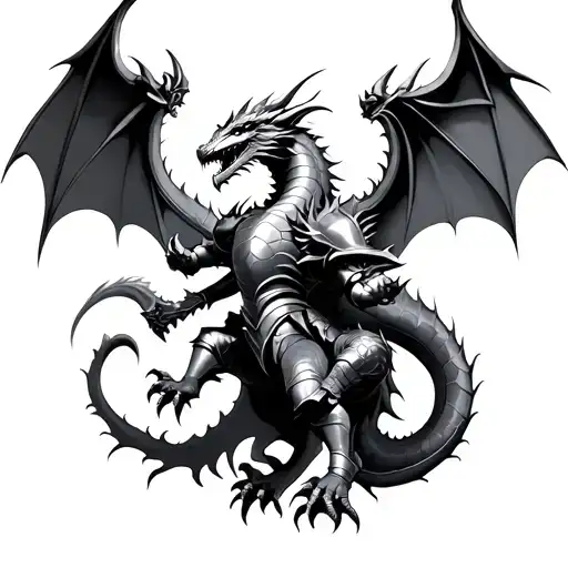 knight fighting a dragon  tattoo design idea