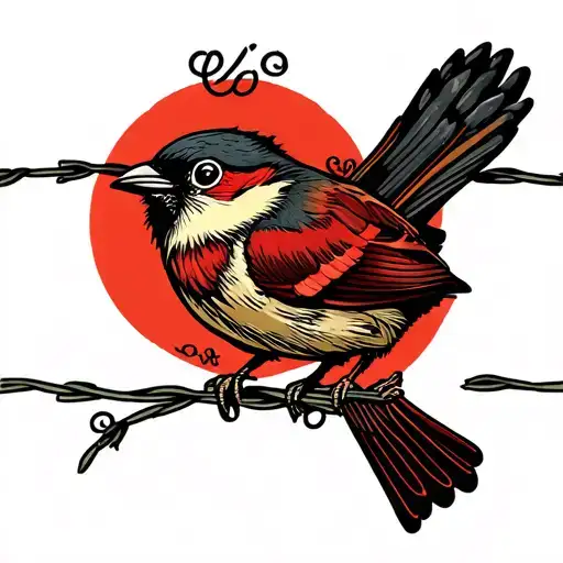 bird on barb wire tattoo design idea