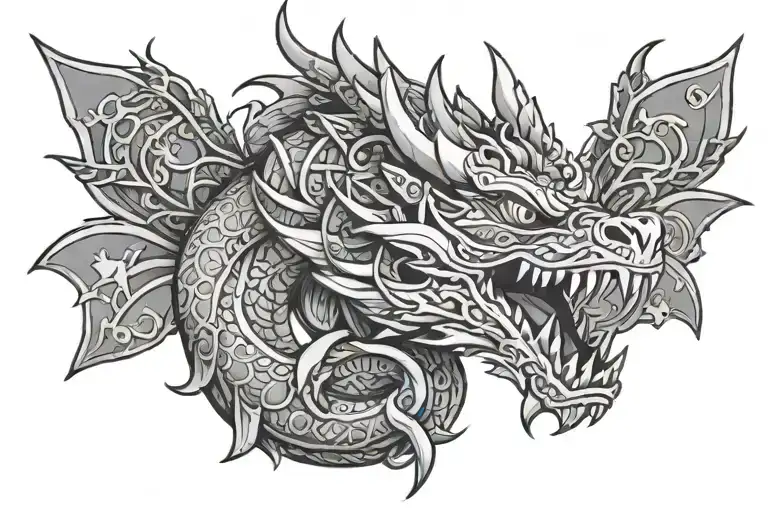 Polynesian Dragon wrapped tattoo design idea