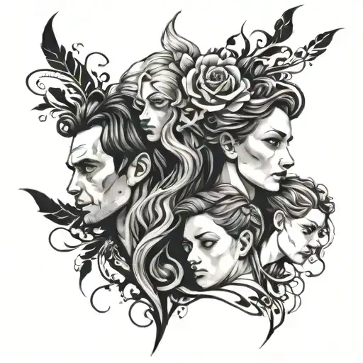 broken family tattoo design idea