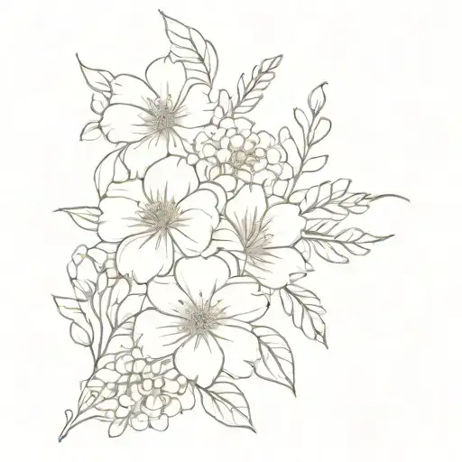 March and September birth flower bouquet tattoo design idea