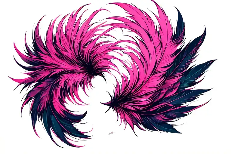 A pink made of feathers tattoo design idea