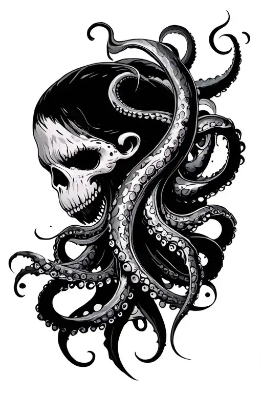 Posiedon and tentacles wrapping tattoo design idea