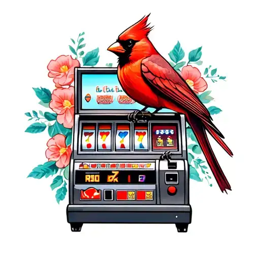 slot machines, cardinal bird tattoo design idea
