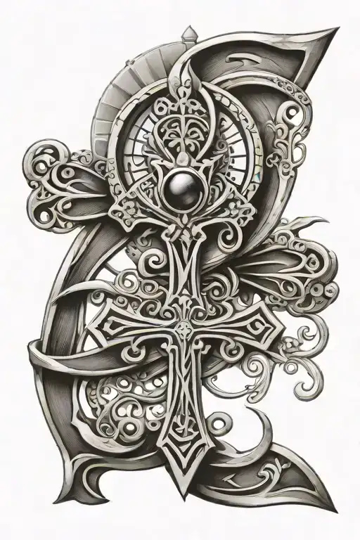 ankh symbol incorporated tattoo design idea