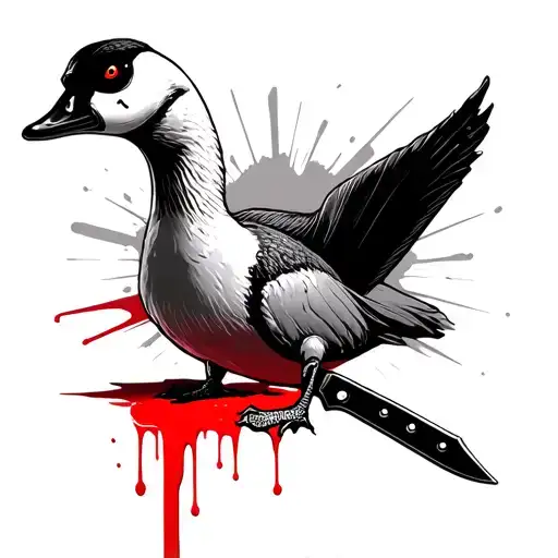 angry goose, bloody knife, ghostface mask tattoo design idea