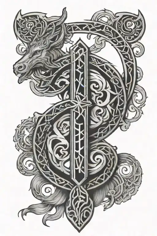 Viking protection rune + Freya + date 05/12/2024 + 01/01/2023 + 17/08/2017 put the dates in Viking numbers tattoo design idea