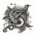 imagine fine line tattoo bird music love music keys tattoo design idea