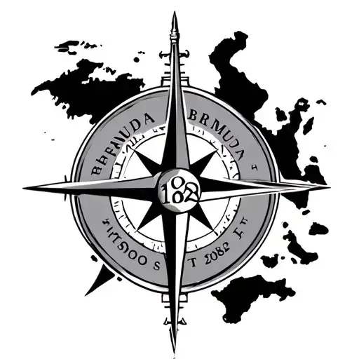 map of bermuda triangle with a compass and number 2082 tattoo design idea