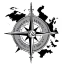 map of bermuda triangle with a compass and number 2082 tattoo design idea