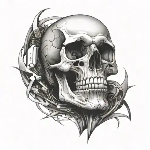 skull futuristic tattoo design idea