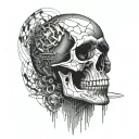 skull futuristic tattoo design idea
