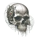 skull futuristic tattoo design idea