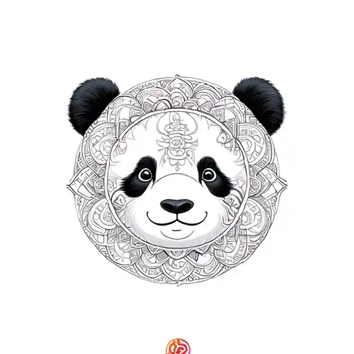 Panda Bamboo Yin and the Mandala Design Incorating Symbols tattoo design idea