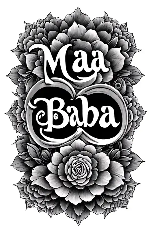 "Maa Baba" Sanskrit script tattoo design idea