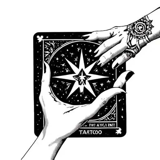 A woman's hand holding a Star tarot card featuring tattoo design idea