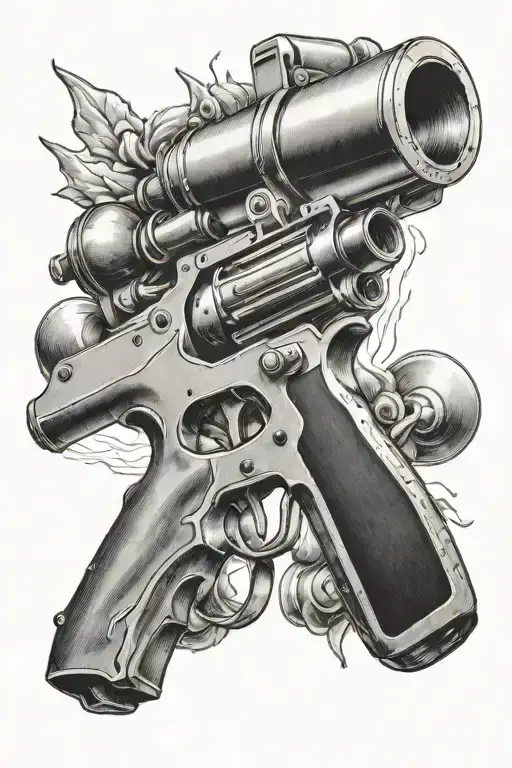 firing gun with bullet tattoo design idea