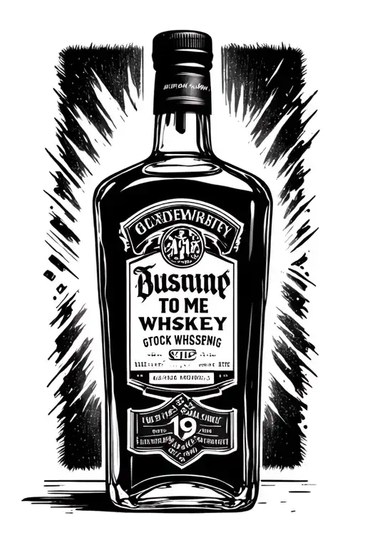 bottle of whiskey with Glock 19 whispering to me tattoo design idea