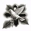 cross and doves  tattoo design idea