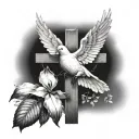 cross and doves  tattoo design idea