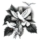 cross and doves  tattoo design idea
