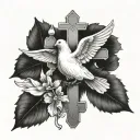 cross and doves  tattoo design idea