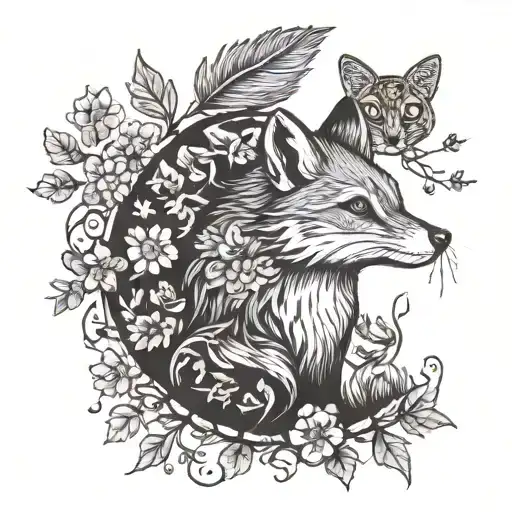 Design me a tattoo including,   Forest, night sky, foxes, hedgehogs, deer and squirrels  tattoo design idea