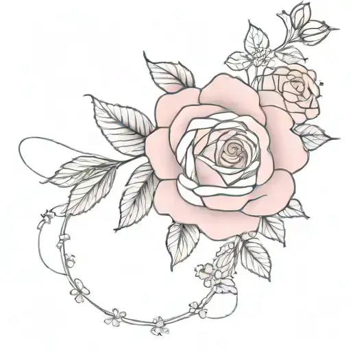 pink rose and white daisy chain tattoo design idea