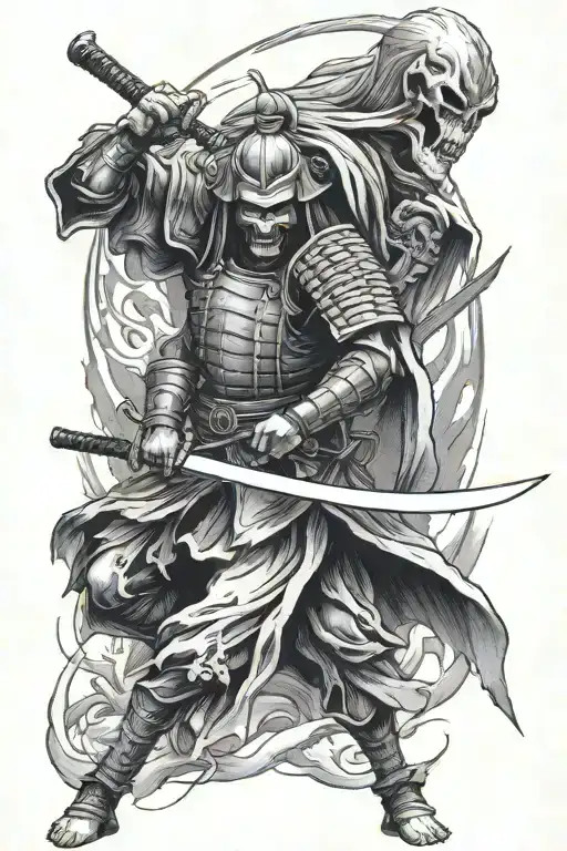 Samurai vs Grim Reaper tattoo design idea