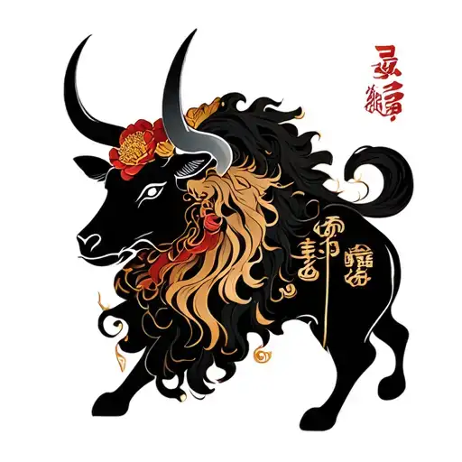 taurus and leo signs combined tattoo design idea