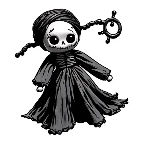 cute voodoo doll tattoo design idea