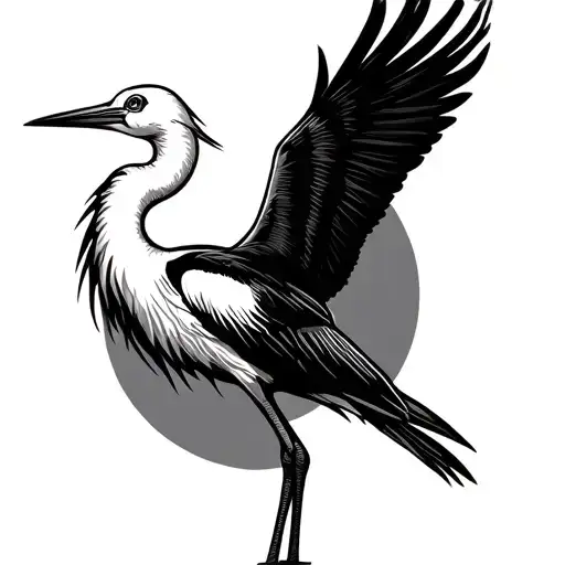  make a stork standing in one leg and more detail tattoo design idea