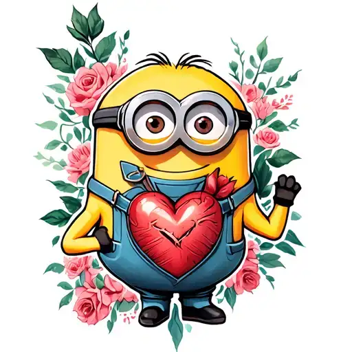 Kevin minion heart tattoo design idea
