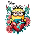 Kevin minion heart tattoo design idea